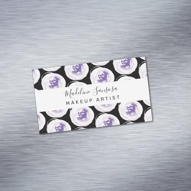 Cartão De Visitas Magnético Cápsulas Florais de Aquarela Unhas de Maquiagem de (Posição Original)