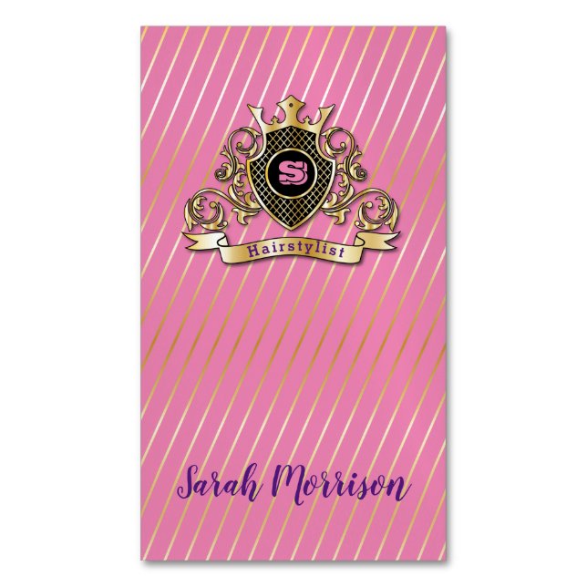 Cartão De Visitas Magnético Cartão de negócios elegante dourado monograma (Frente Vertical)