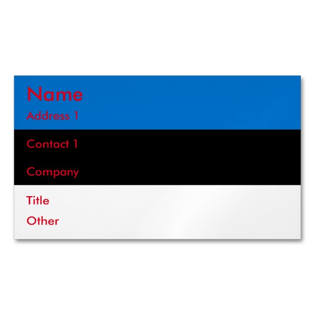 Cartão De Visitas Magnético Cartão de visita com bandeira da Estônia (Frente)