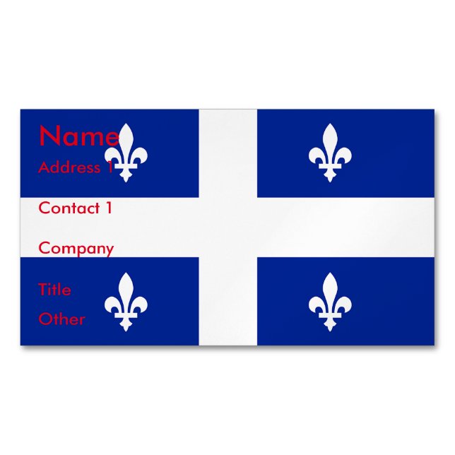 Cartão De Visitas Magnético Cartão de visita Magnet com Bandeira do Quebec (Frente)