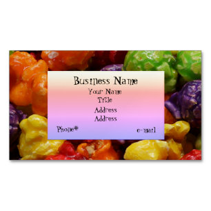 Cartão De Visitas Magnético Cartão de visita magnético da pipoca cristalizada