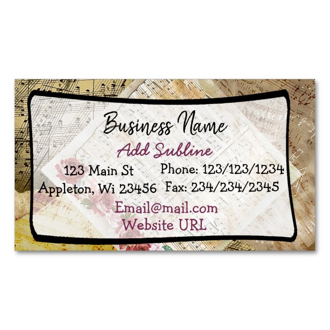 Cartão De Visitas Magnético Cartão magnético do negócio das notas musicais (Frente)