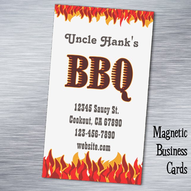 Cartão De Visitas Magnético Cartão Magnético Personalizado do Restaurante do C (Red Flames Western BBQ  custom magnetic business card)