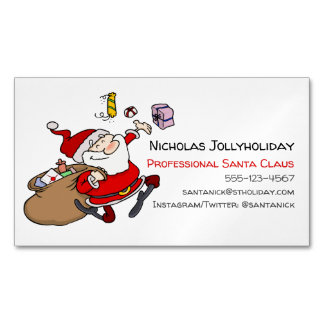 Cartão De Visitas Magnético Cartoon Informal do Papai Noel Profissional
