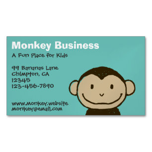 Cartão De Visitas Magnético Cartoon Smiling Monkey Face