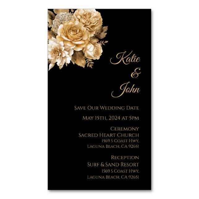 Cartão De Visitas Magnético Casamento de Buquê da Flor Neutro Salve a Data- (Frente Vertical)