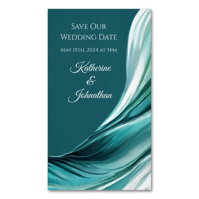 Cartão De Visitas Magnético Casamento Salve nossa Data - Moderno Emerald Green (Frente Vertical)