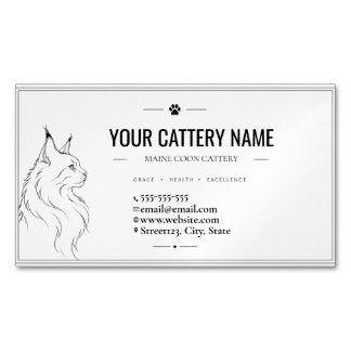 Cartão De Visitas Magnético Cattery Maine Coon Minimalista Personalizada