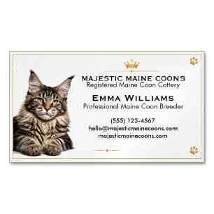 Cartão De Visitas Magnético Cattery Personalizado de Maine Coon