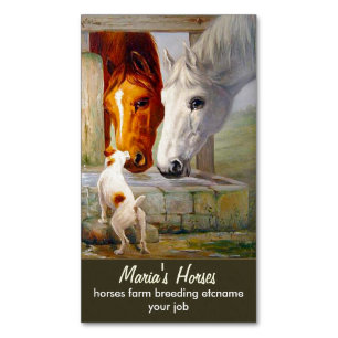 Cartão De Visitas Magnético cavalos e cães - rancho