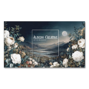 Cartão De Visitas Magnético Cenário Lunar Floral de Conto de Fadas Gótico de M