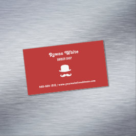 Cartão De Visitas Magnético Chapéu branco e bigode em vermelho