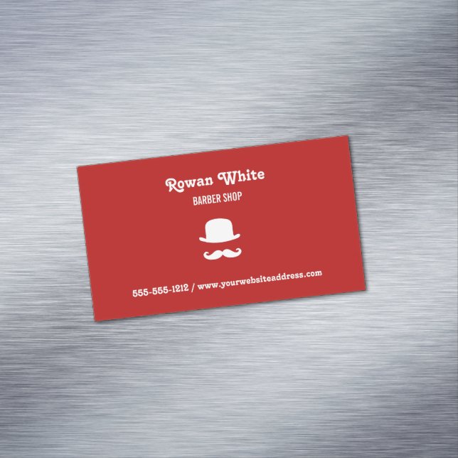 Cartão De Visitas Magnético Chapéu branco e bigode em vermelho (Posição Original)