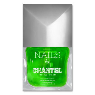 Cartão De Visitas Magnético Chic verde-esverdeado com unhas na moda moderno
