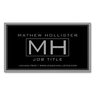 Cartão De Visitas Magnético Cinza de mão e profissional preto