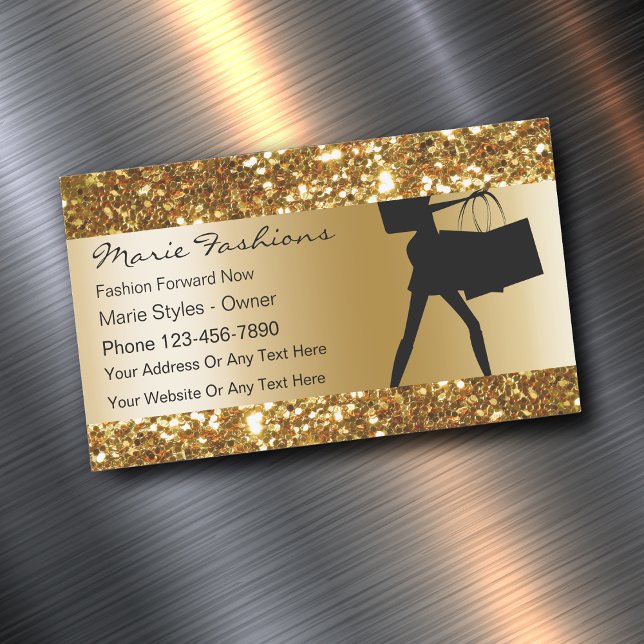 Cartão De Visitas Magnético Classy Glitzy Fashion (Classy Fashion Magnetic Business Cards)