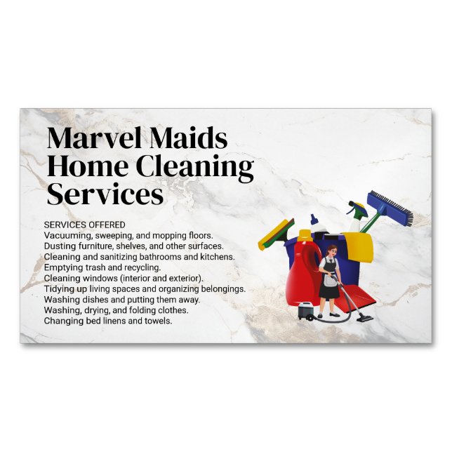 Cartão De Visitas Magnético Cleaning Lady Mopping | Bucket Cleaning Equipment (Frente)