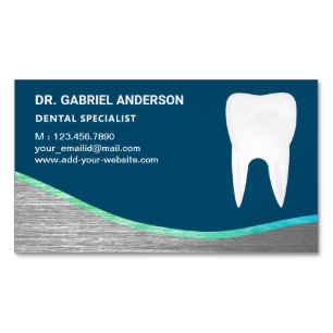 Cartão De Visitas Magnético Clínica Odontológica Blue Steel Tooth Dentista
