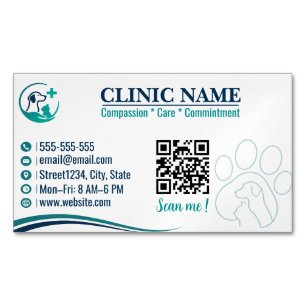 Cartão De Visitas Magnético Clínica Veterinária Moderna Personalizada