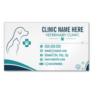 Cartão De Visitas Magnético Clínica Veterinária Moderna Personalizada