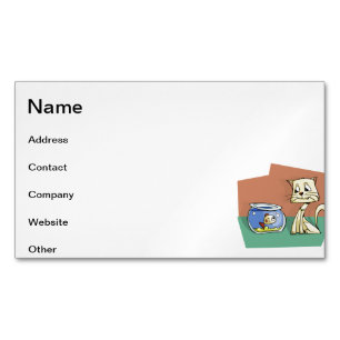 Cartão De Visitas Magnético Clipe de gato e de tigela