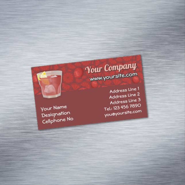 Cartão De Visitas Magnético cocktail americano (Posição Original)