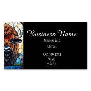 Cartão De Visitas Magnético Código QR Bold Bison Búfalo Animal Natureza Arte