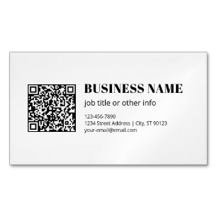 Cartão De Visitas Magnético Código QR comercial & Texto retrô-moderno editável