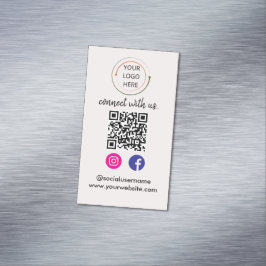 Cartão De Visitas Magnético Código QR de Mídia Social Moderna | Retrato Minima