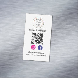 Cartão De Visitas Magnético Código QR de Mídia Social Moderna | Retrato Minima