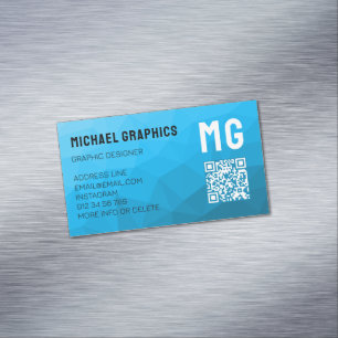 Cartão De Visitas Magnético Código QR de padrão de malha geométrica gradiente 