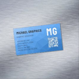 Cartão De Visitas Magnético Código QR de padrão de malha geométrica gradiente 