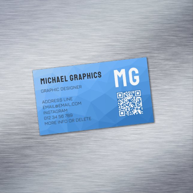 Cartão De Visitas Magnético Código QR de padrão de malha geométrica gradiente  (Posição Original)