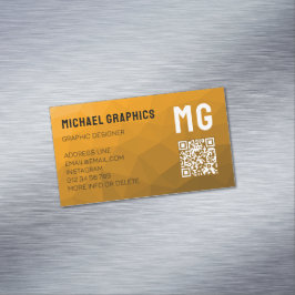 Cartão De Visitas Magnético Código QR de padrão de malha geométrica gradiente 
