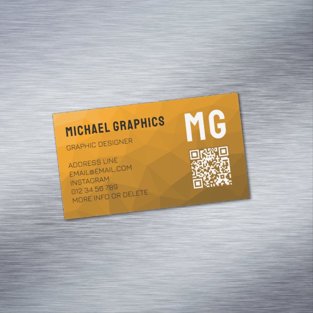 Cartão De Visitas Magnético Código QR de padrão de malha geométrica gradiente  (Posição Original)