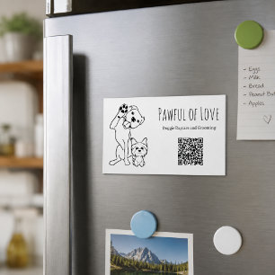 Cartão De Visitas Magnético Código QR de Serviços Pet Minimalista