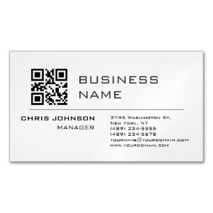 Cartão De Visitas Magnético Código QR digitalizável na frente moderna simples