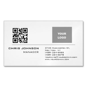 Cartão De Visitas Magnético Código QR digitalizável na frente moderna simples