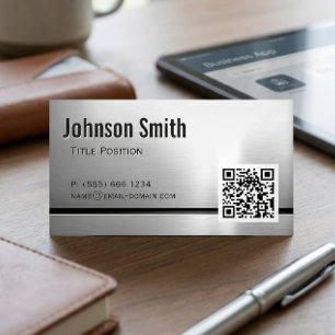 Cartão De Visitas Magnético Código QR e Aço Inoxidável - Aparência de Metal Po