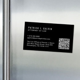 Cartão De Visitas Magnético Código QR Profissional Minimal Preto