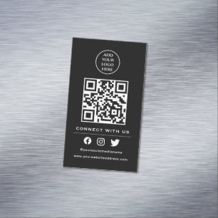 Cartão De Visitas Magnético Código QR Seu Logotipo Siga a Digitalização para s