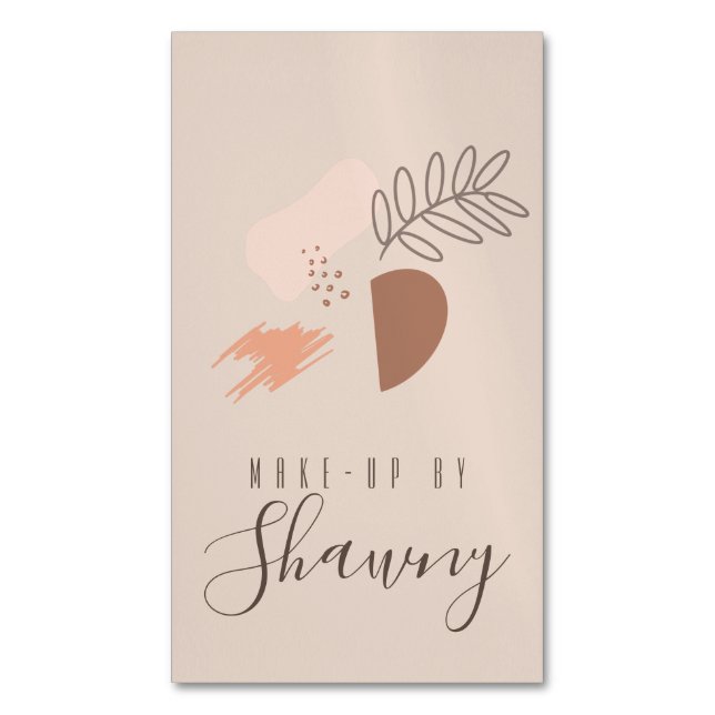 Cartão De Visitas Magnético Collage Earth Tone Makeup Artist Salon Beauty (Frente Vertical)