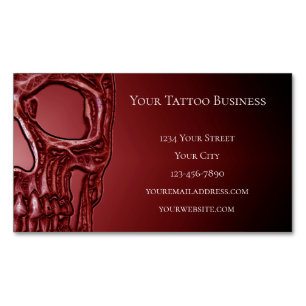 Cartão De Visitas Magnético Compro de Tatuagem Gótica Cabeça do Crânio Verm