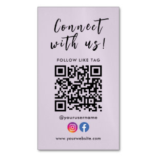 Cartão De Visitas Magnético Conectar-se com o Código Qr do Instagram do Facebo