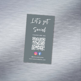 Cartão De Visitas Magnético Conecte-se com o nosso Instagram Cinza de Código Q