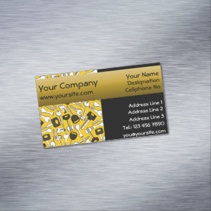 Cartão De Visitas Magnético Conjunto de teclas Fundo Parece amarelo fundo