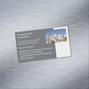 Cartão De Visitas Magnético Construção de edifícios de gruas