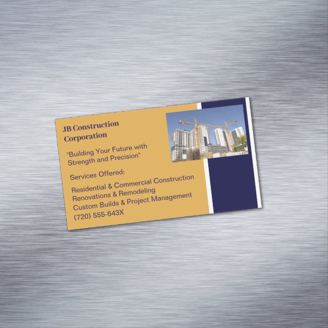 Cartão De Visitas Magnético Construção de edifícios de gruas (Posição Original)