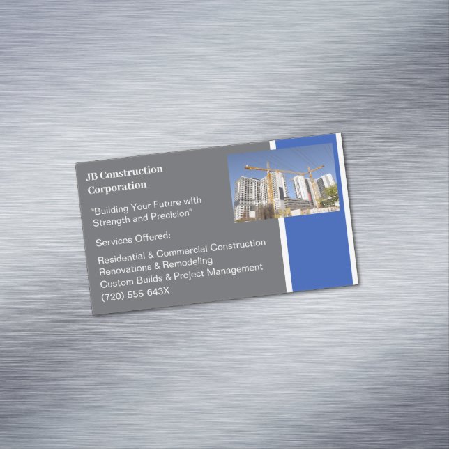 Cartão De Visitas Magnético Construção de edifícios de gruas (Posição Original)