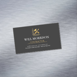 Cartão De Visitas Magnético Construção Moderna de Edifícios Dourado e Preto